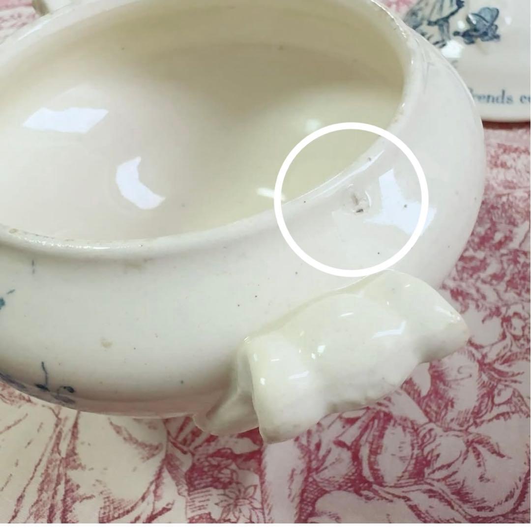 セール　フランスアンティーク　おままごと食器　赤ずきん　青　スーピエール