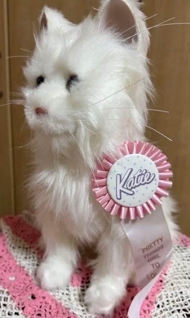 Katie バッチ 付き 猫 ねこ ぬいぐるみ ヴィンテージ アンティーク