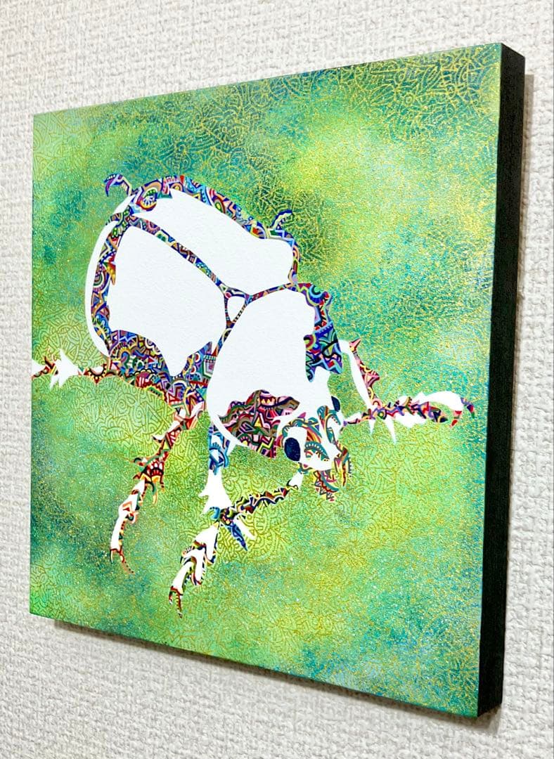 値下げ　原画　虫　昆虫　動物画　絵画　アクリル画　現代アート　細密画　一点物