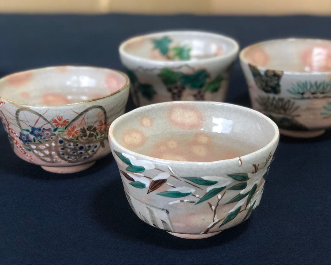 《レ》茶道具 四季茶碗4客 乾山 木箱　251117え2