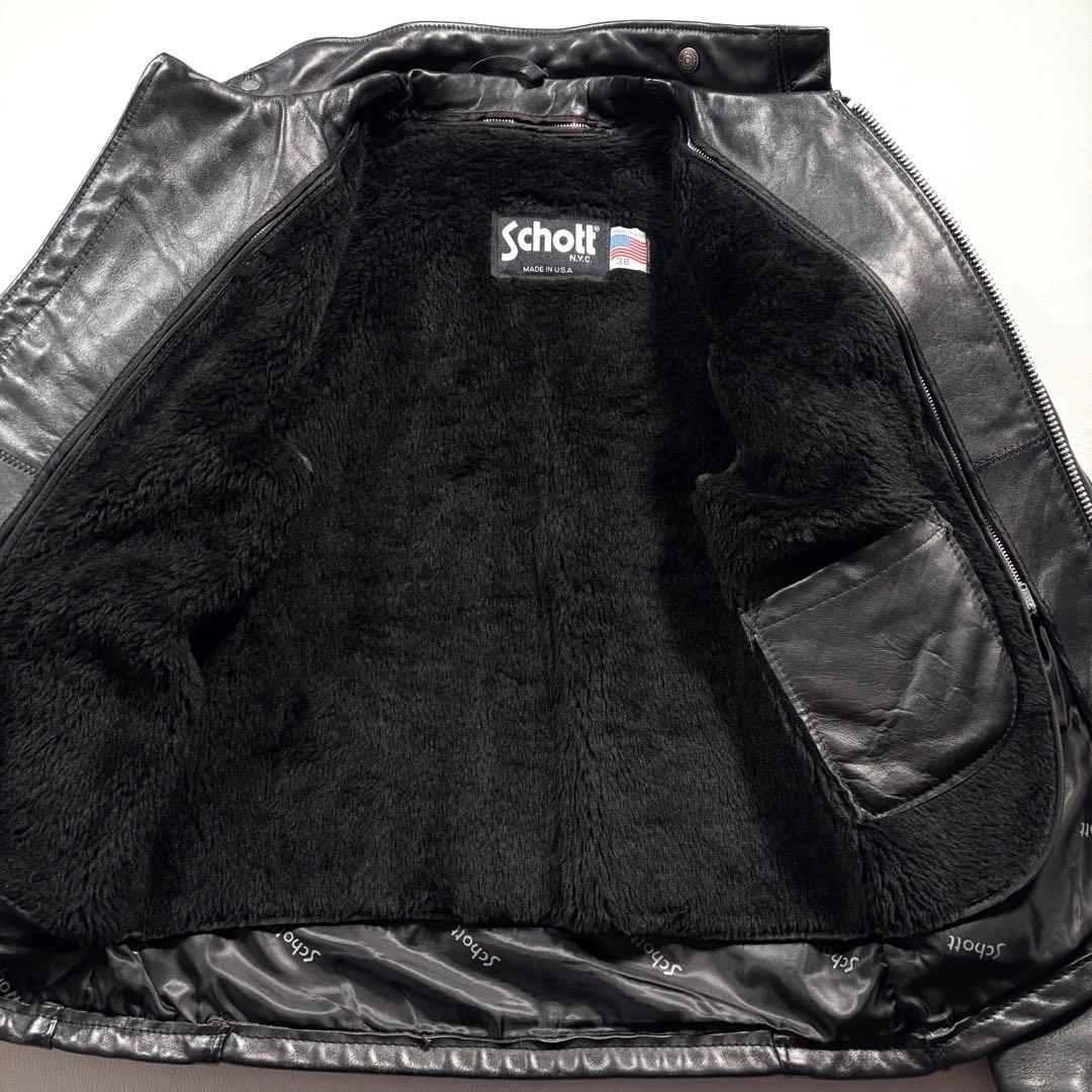 schott L相当 641 レザー ライダースジャケット USA ライナー