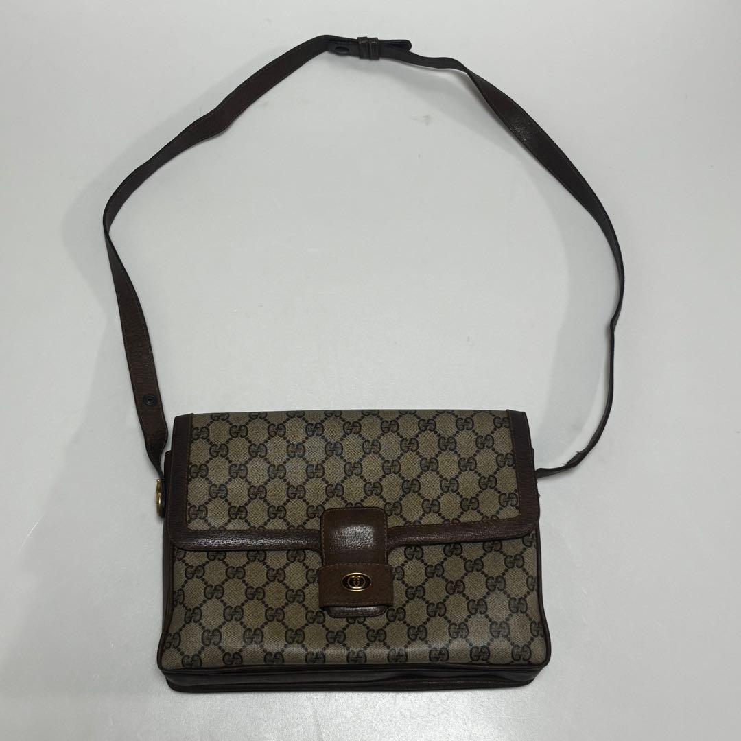 GUCCI オールドグッチ GGショルダーバッグ レザー ブラウン系