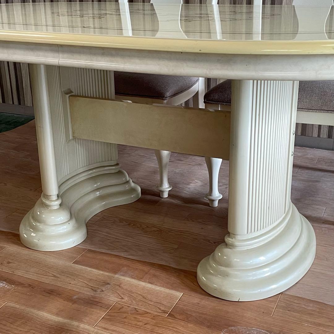 【イタリア家具風】ダイニングテーブルセット 4人掛け オーバル型 サルタレッリ風