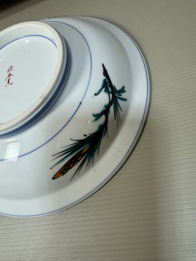 2267 九谷焼　深香窯　色絵梅花　菓子鉢　未使用