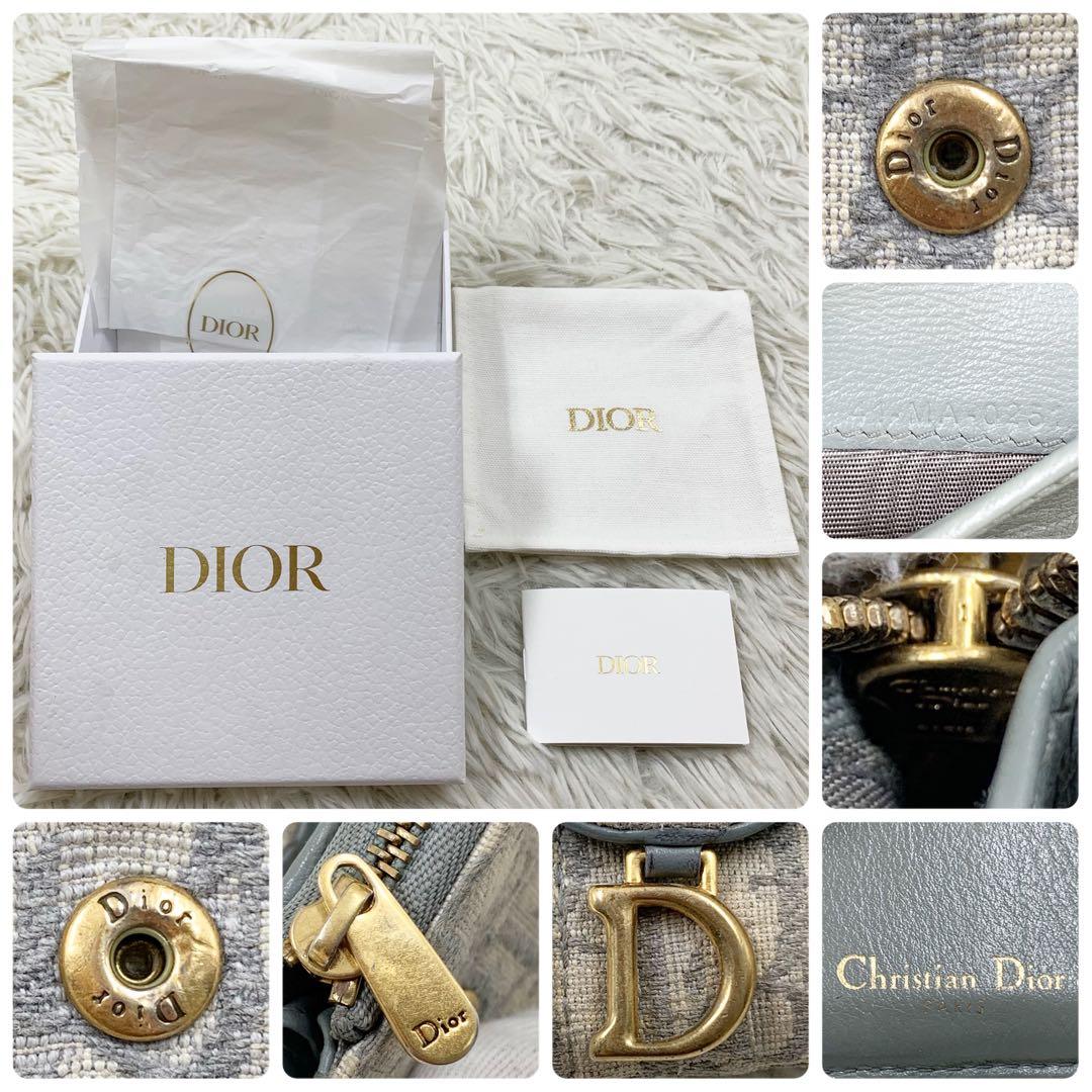 【✨美品✨】ディオール 三つ折り財布オブリーク サドル トロッター柄 グレー