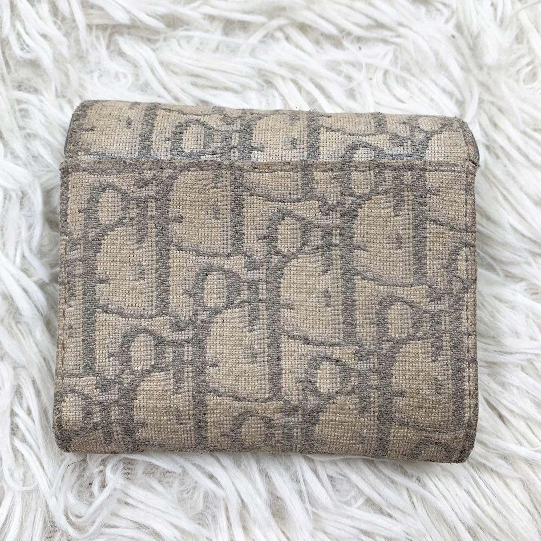 【✨美品✨】ディオール 三つ折り財布オブリーク サドル トロッター柄 グレー