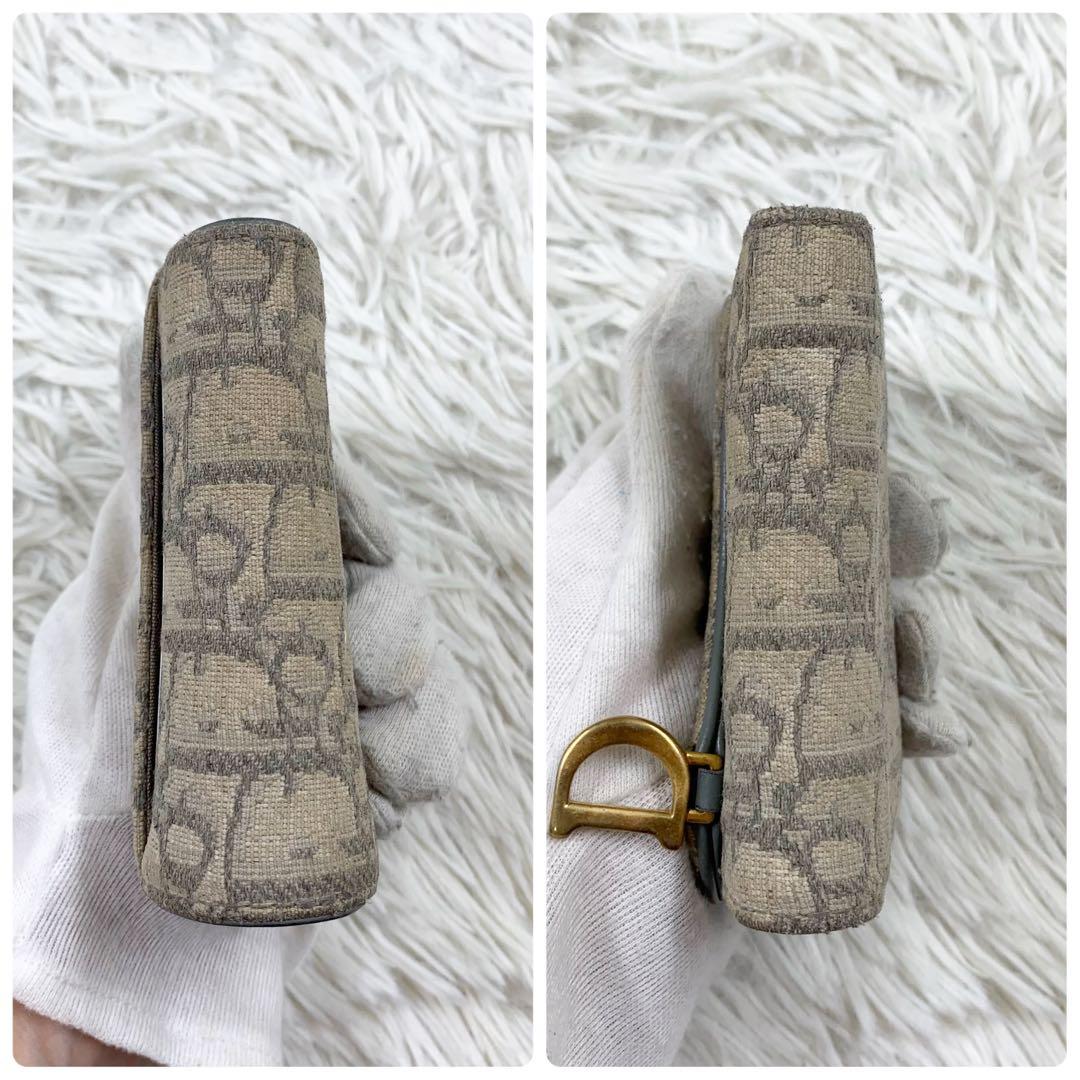 【✨美品✨】ディオール 三つ折り財布オブリーク サドル トロッター柄 グレー