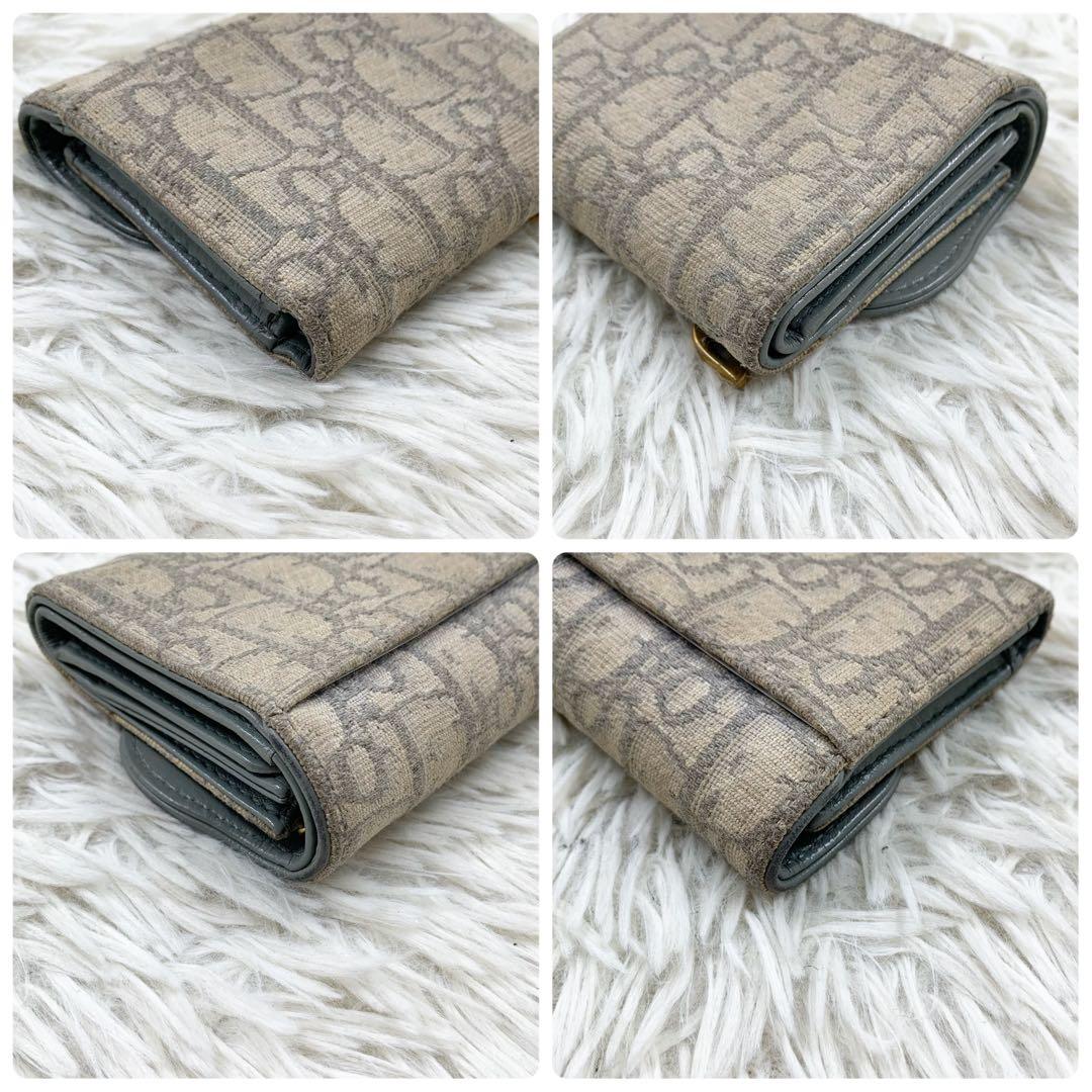 【✨美品✨】ディオール 三つ折り財布オブリーク サドル トロッター柄 グレー
