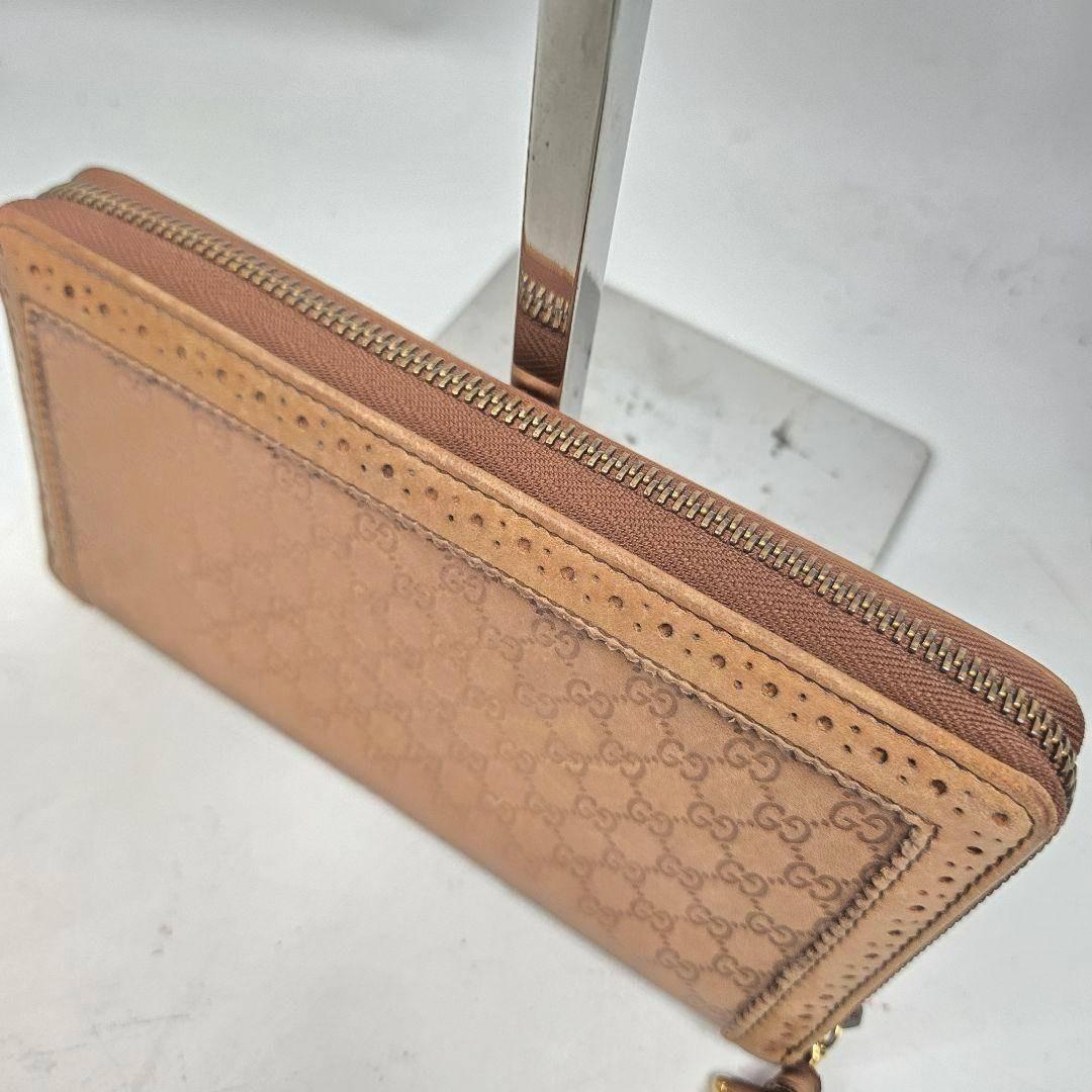 美品 GUCCI ラウンドファスナー マイクロシマレザー ホースビット