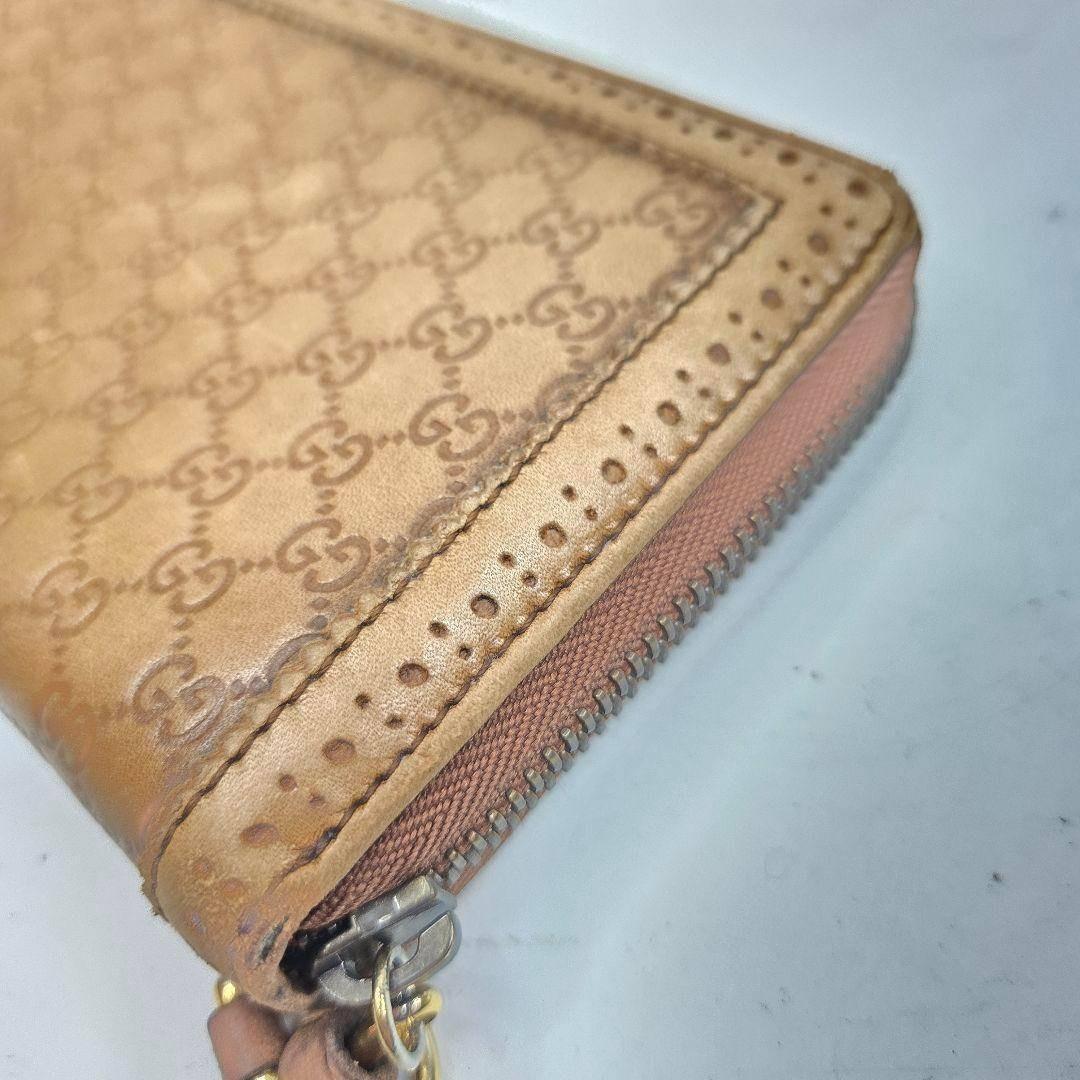 美品 GUCCI ラウンドファスナー マイクロシマレザー ホースビット