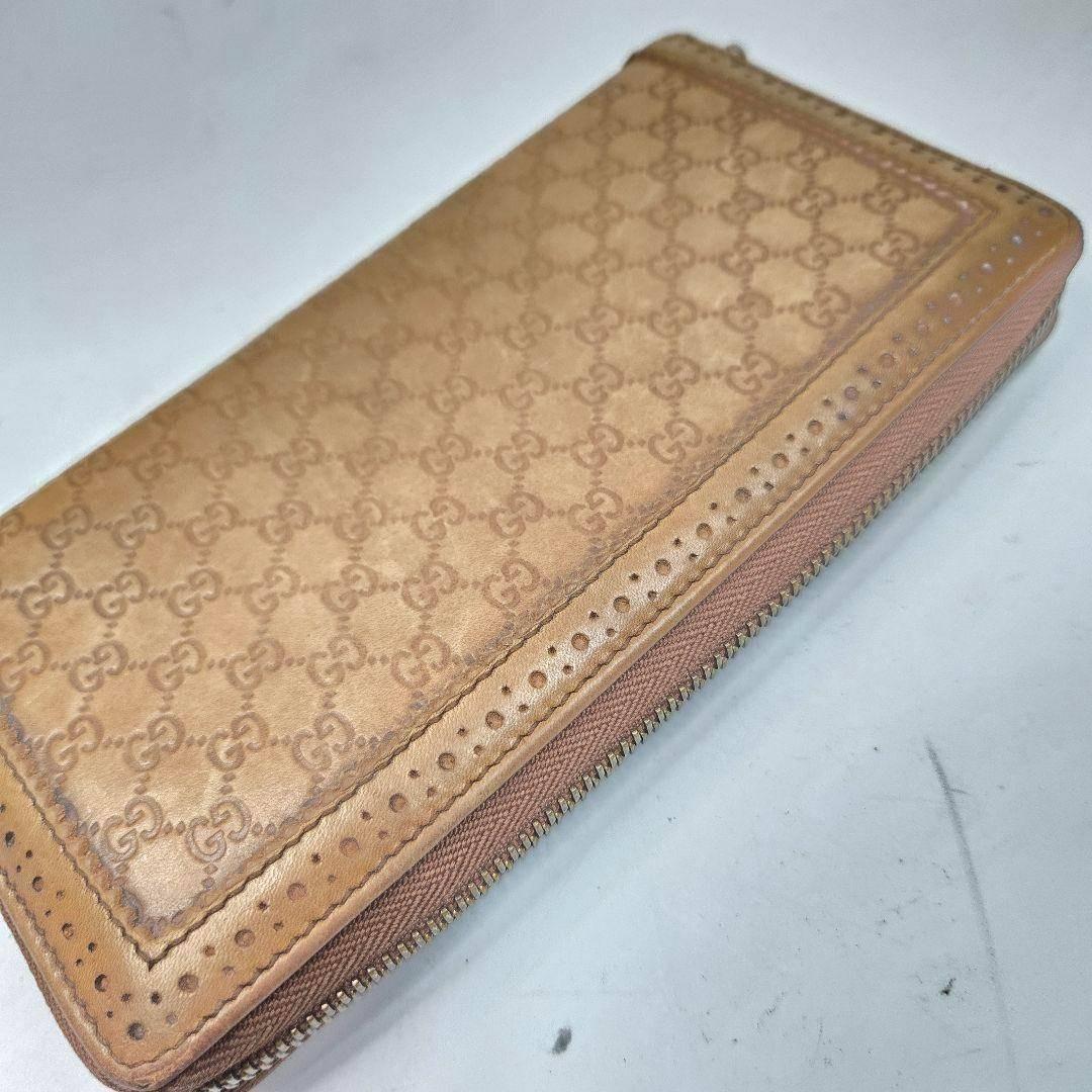 美品 GUCCI ラウンドファスナー マイクロシマレザー ホースビット