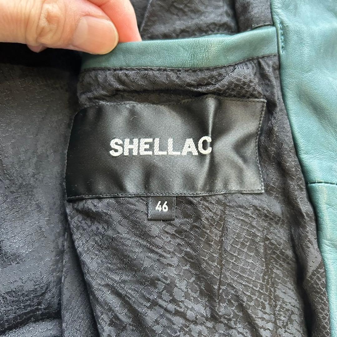 【希少】SHELLAC カウレザー シングルライダース y2k ブルー 46