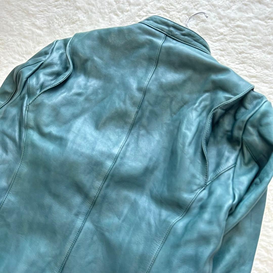 【希少】SHELLAC カウレザー シングルライダース y2k ブルー 46