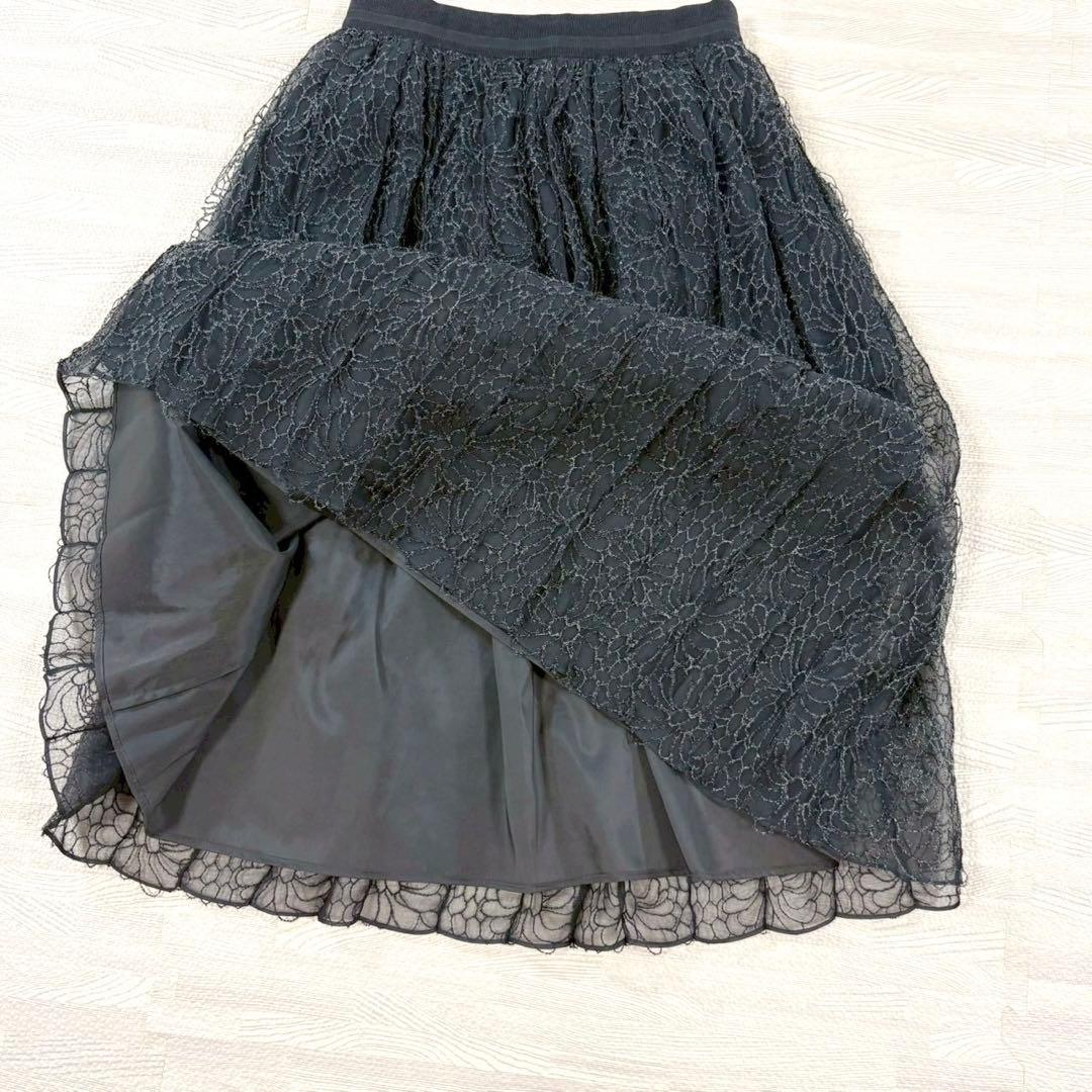美品✨ブルネロクチネリ　フラワーレース　スカート　ブラック　40