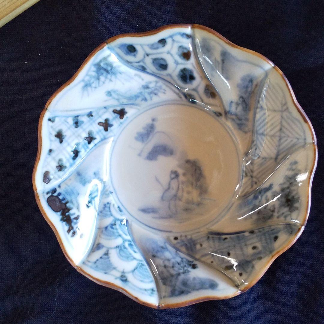 古染面取り祥瑞仙人文  銘々皿揃