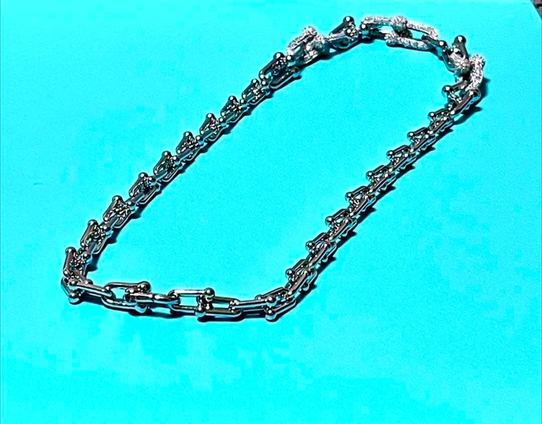 ハードウェア Uチェーン ネックレス シルバー925 CZダイヤ 45cm