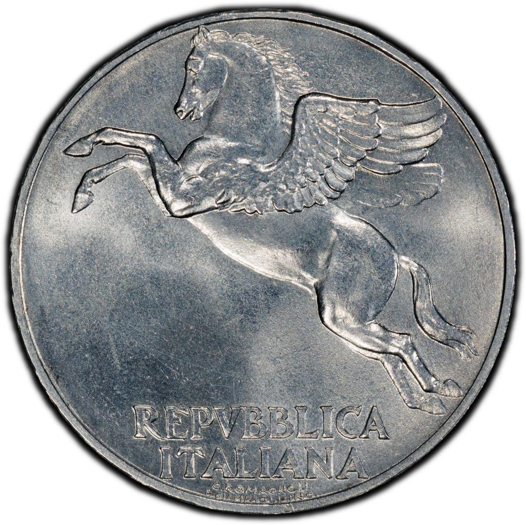1946-R 伊10リラ銀貨 ペガサス 大特年 トップMS65