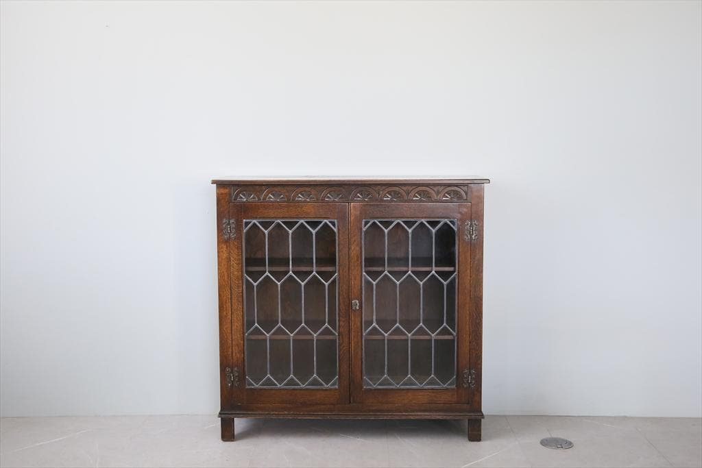 英国アンティークJC製ブックケースキャビネット/本棚/食器棚/飾り棚(91-55