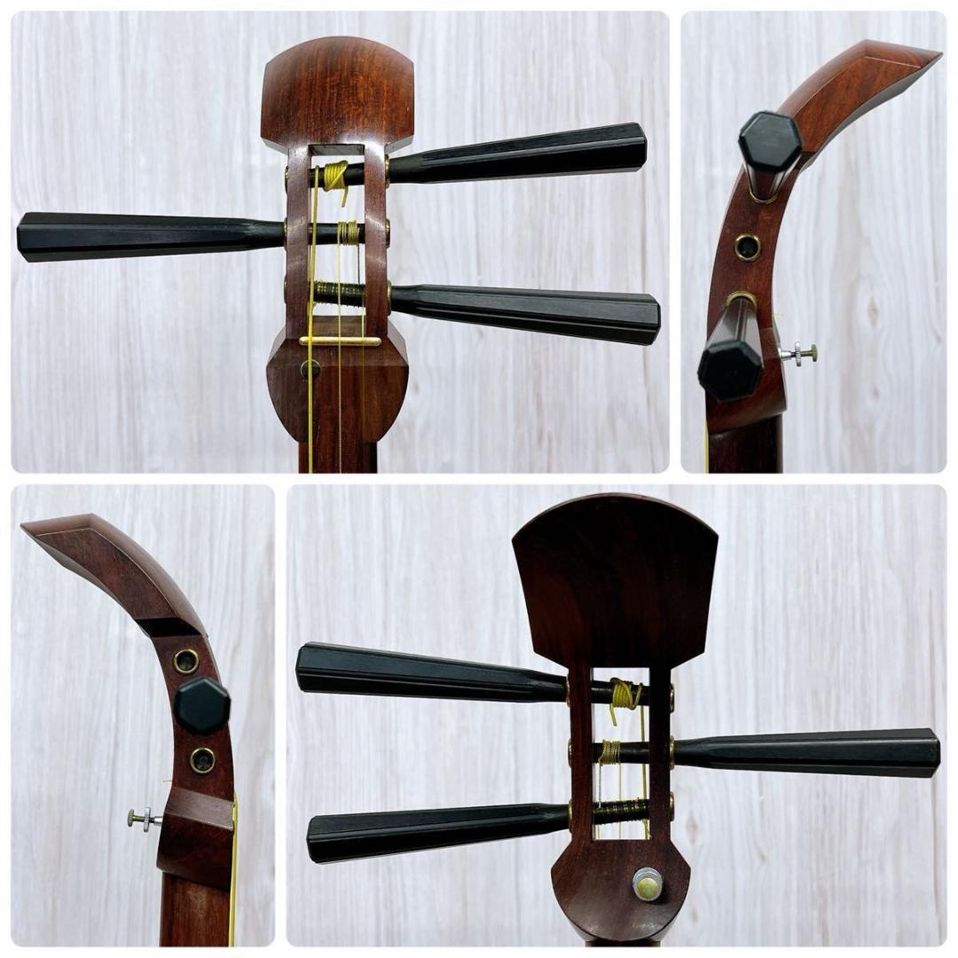 三味線 中棹 丸打胴 動物皮 東さわり 撥 ハードケース付 和楽器 弦楽器
