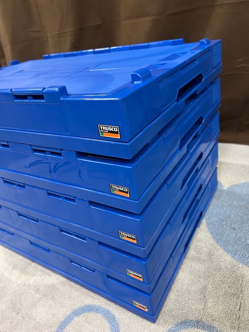 【5個セット】TRUSCO 折りたたみコンテナフタ付 75L