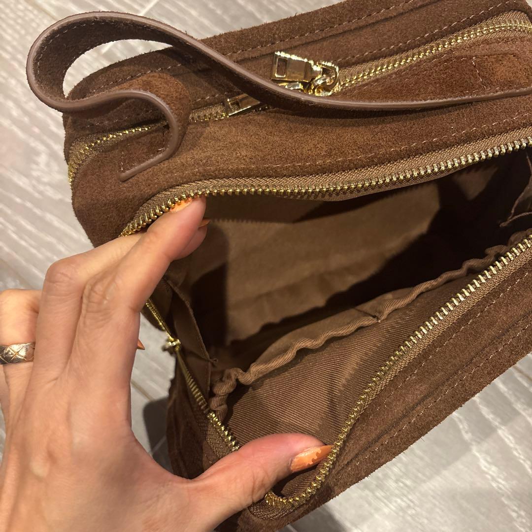 soins ソワン スエード バッグ 本革 床革 スプリットレザー ブラウン