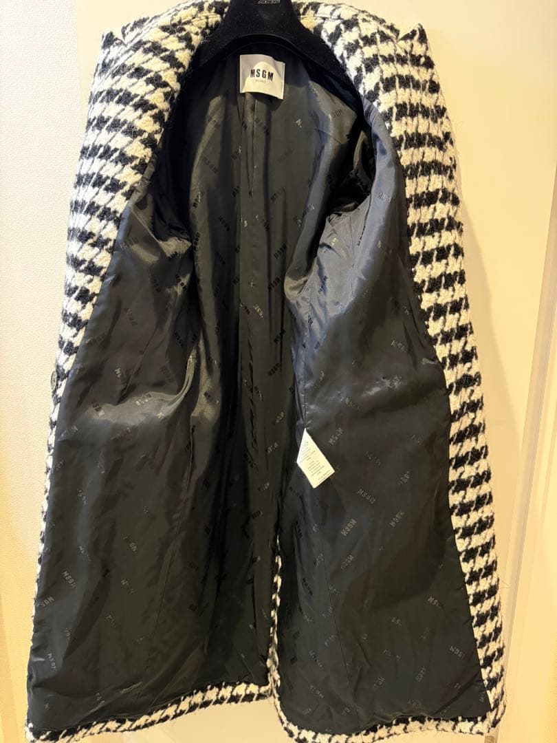 samイタリア製MSGM ハウンドトゥース柄 ロングコート