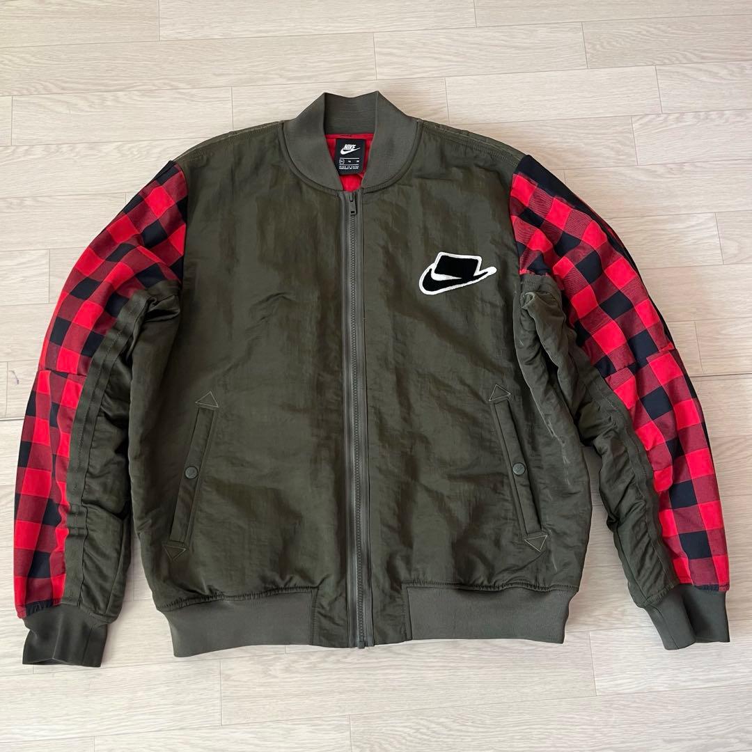 XLサイズ NIKE ナイキ スリーブチェック ボンバージャケット MA-1 赤