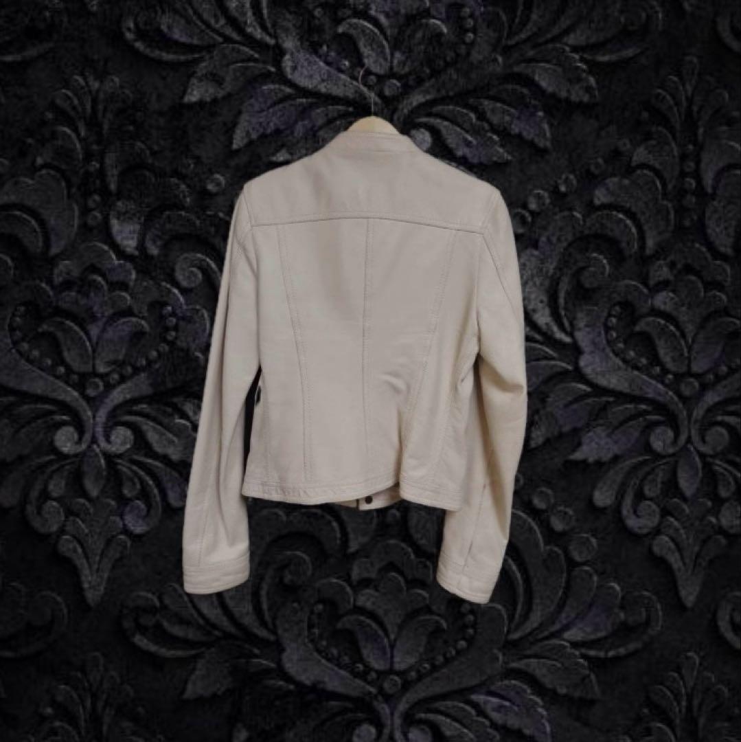 イタリア製00s y2k vkei drip opiumホワイトレザージャケット