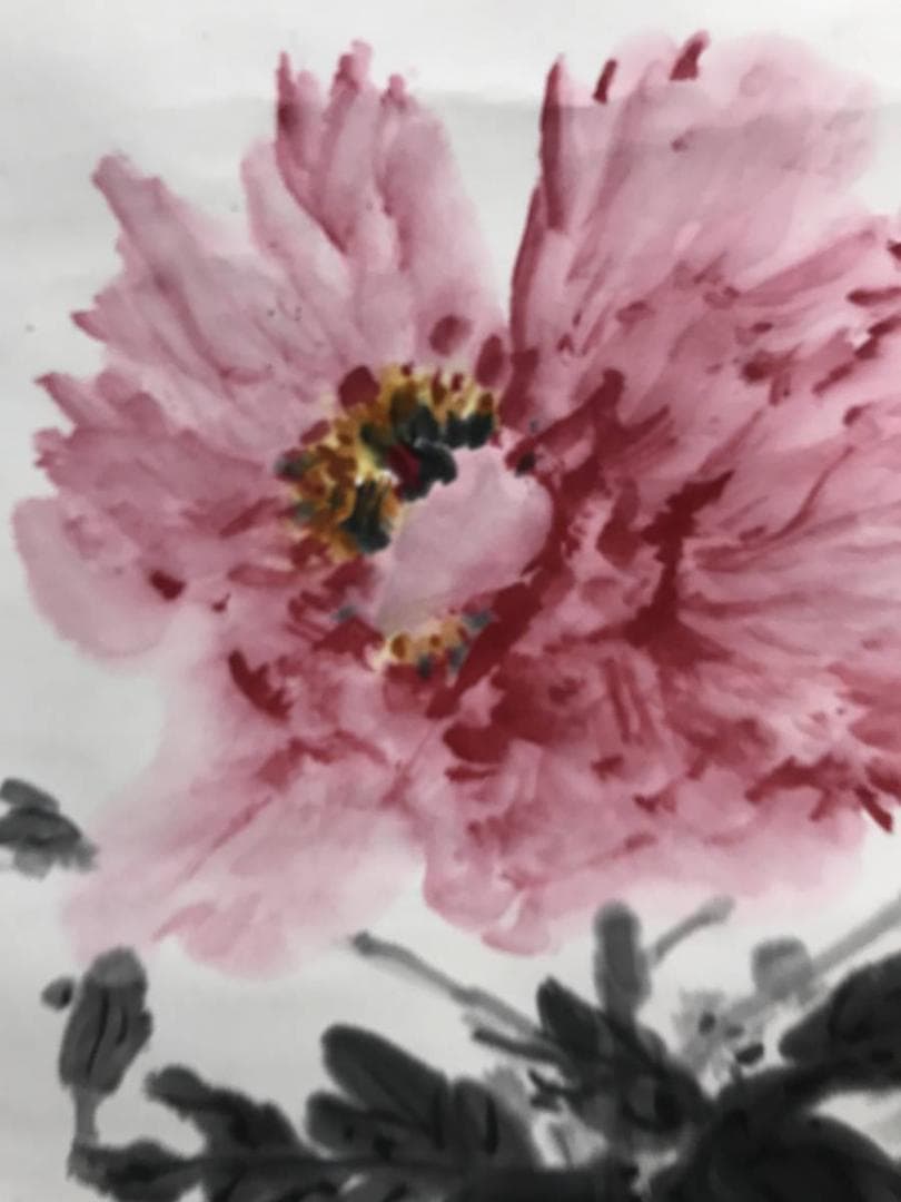 【真作】下村為山/牡丹に蝶図/華王/花図/花鳥図/掛軸/名家伝来/AC-785