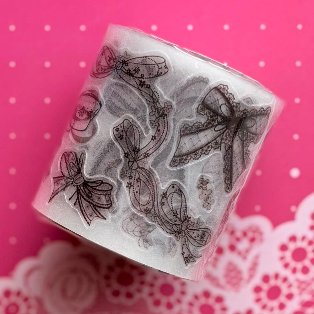 闪砂 蕾丝蝴蝶结-黑 5cmx5m 海外マスキングテープ　海外マステ　リボン