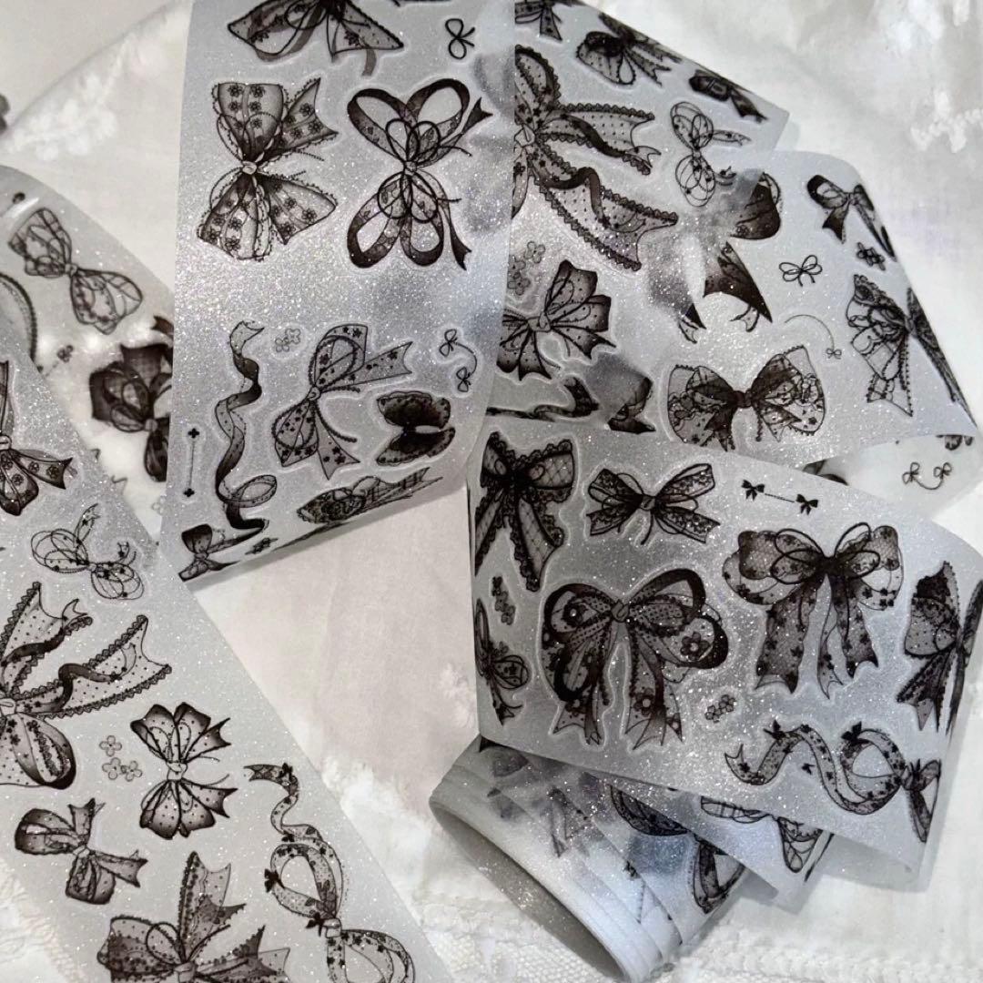 闪砂 蕾丝蝴蝶结-黑 5cmx5m 海外マスキングテープ　海外マステ　リボン