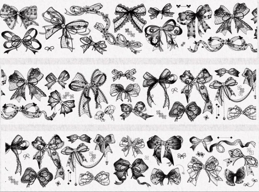 闪砂 蕾丝蝴蝶结-黑 5cmx5m 海外マスキングテープ　海外マステ　リボン