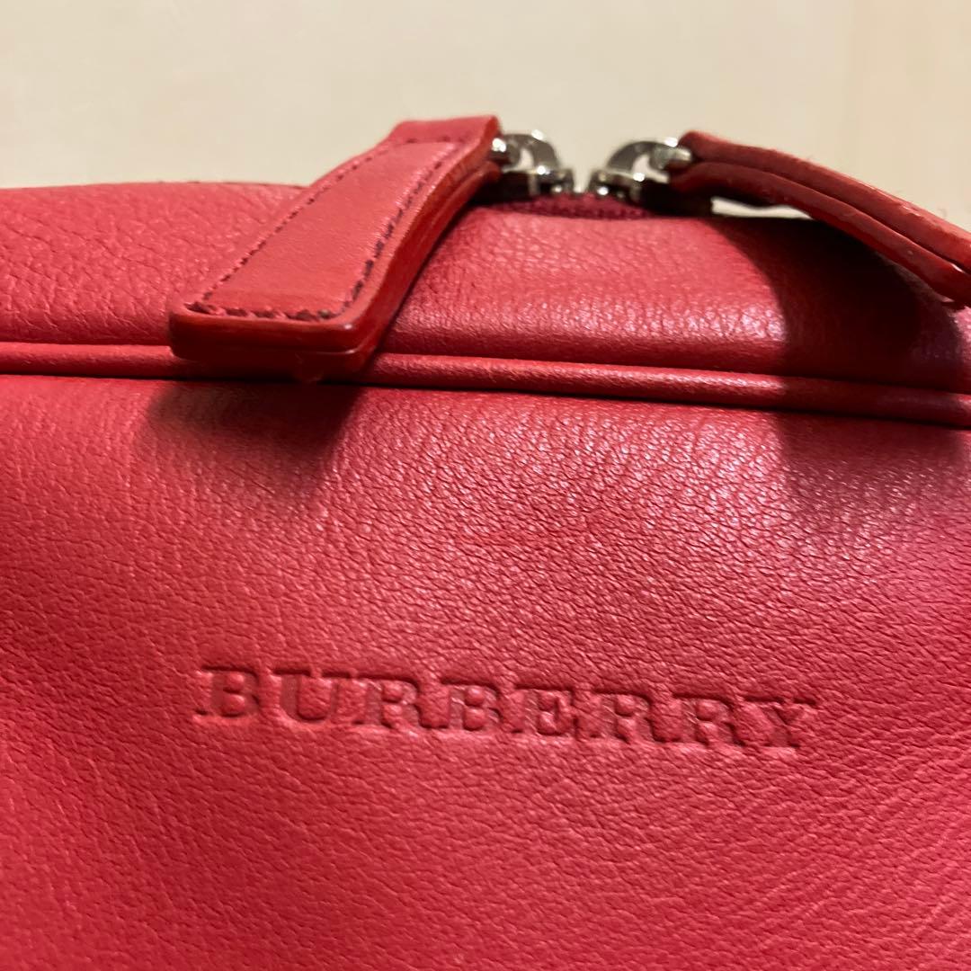 【超希少】バーバリー赤 レザー ハンドバッグ