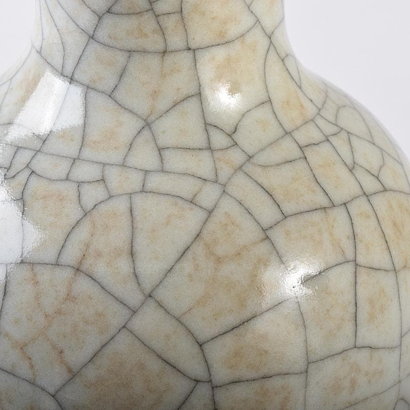 中国　大明成化年製　哥窯　白磁　金糸鉄線　氷裂文瓶　M　R7931E