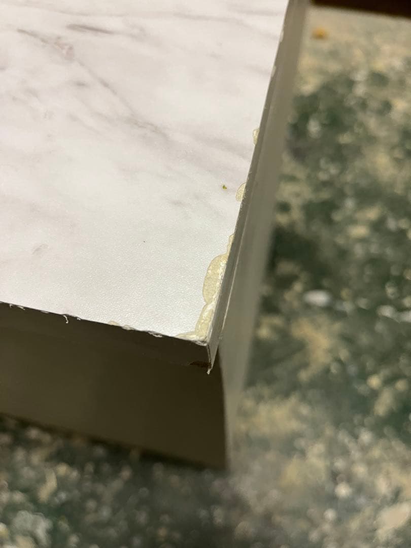 現品処分品　メラミン　キッチンテーブルホワイト木製テーブル 引き出し4つ付き