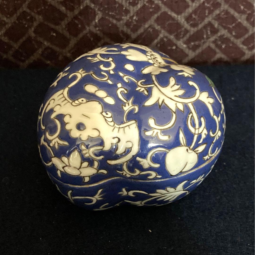 清代　同治年製　蝙蝠文合子　香合