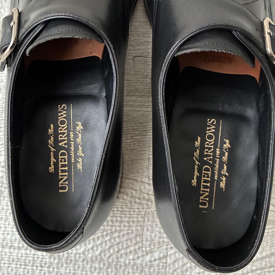 ユナイテッドアローズ 革靴 黒 UK7 シングルモンクストラップ フォーマル