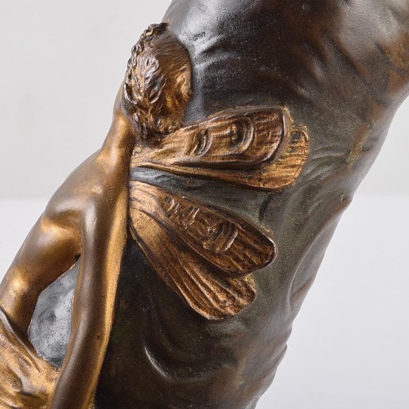 西洋美術　シャルル・ロシェ　ブロンズ　男性像刻　花瓶　M　R8972