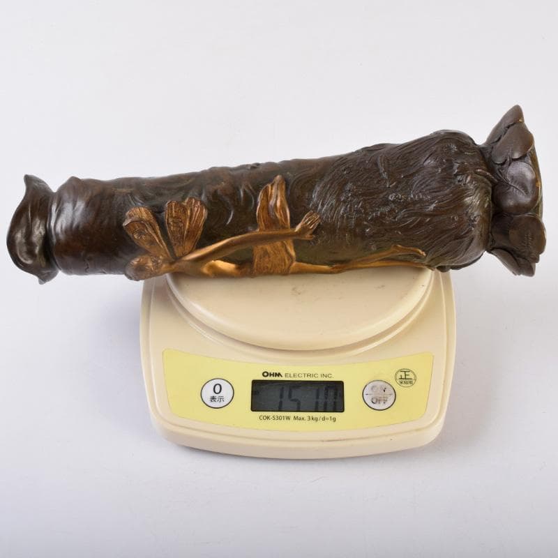 西洋美術　シャルル・ロシェ　ブロンズ　男性像刻　花瓶　M　R8972