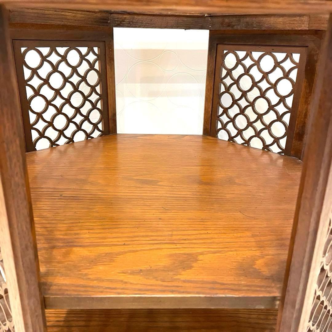 【希少】八角形 ガラス天板 サイドテーブル 高級 ヴィンテージ　キャスター付き