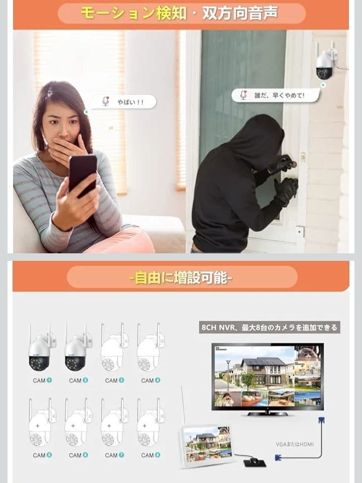 防犯カメラ 監視カメラ モニター付き 2台セット★新品未使用