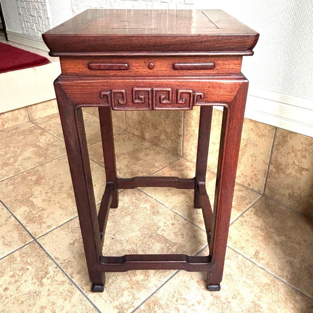 サイドテーブル アンティーク 唐木 花台 飾り台 香炉台 盆栽台