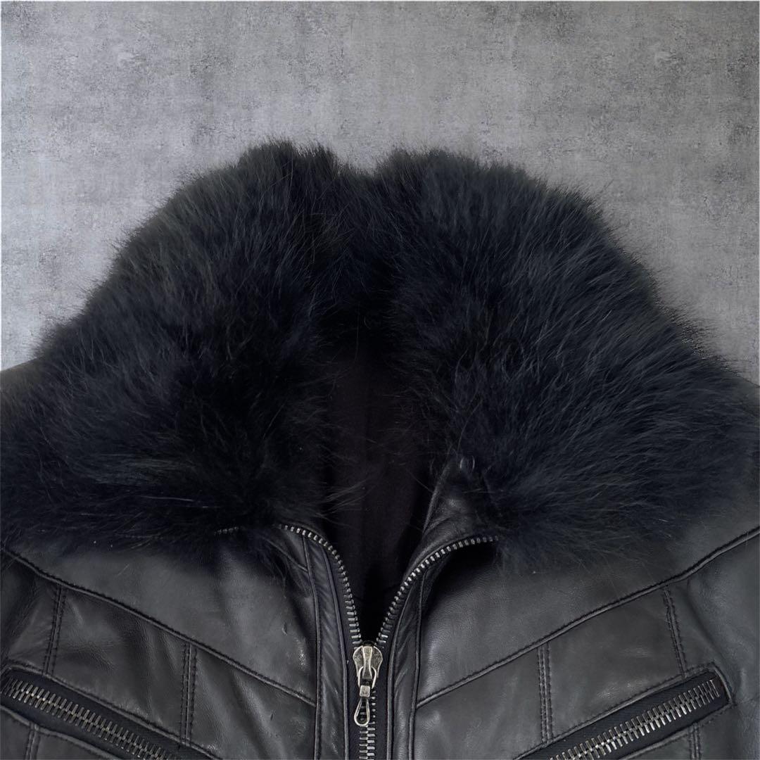 【専用出品】SHELLAC レザーダウンジャケット 羊革 ファー取外可 48