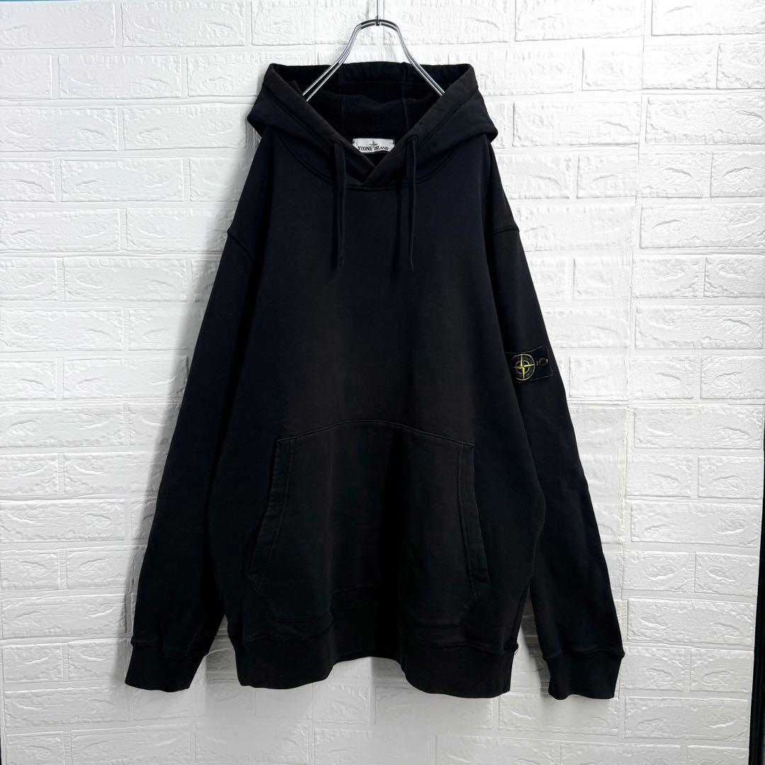 【QR確認済】レア3L ストーンアイランド ワッペンロゴ パーカー黒 入手困難