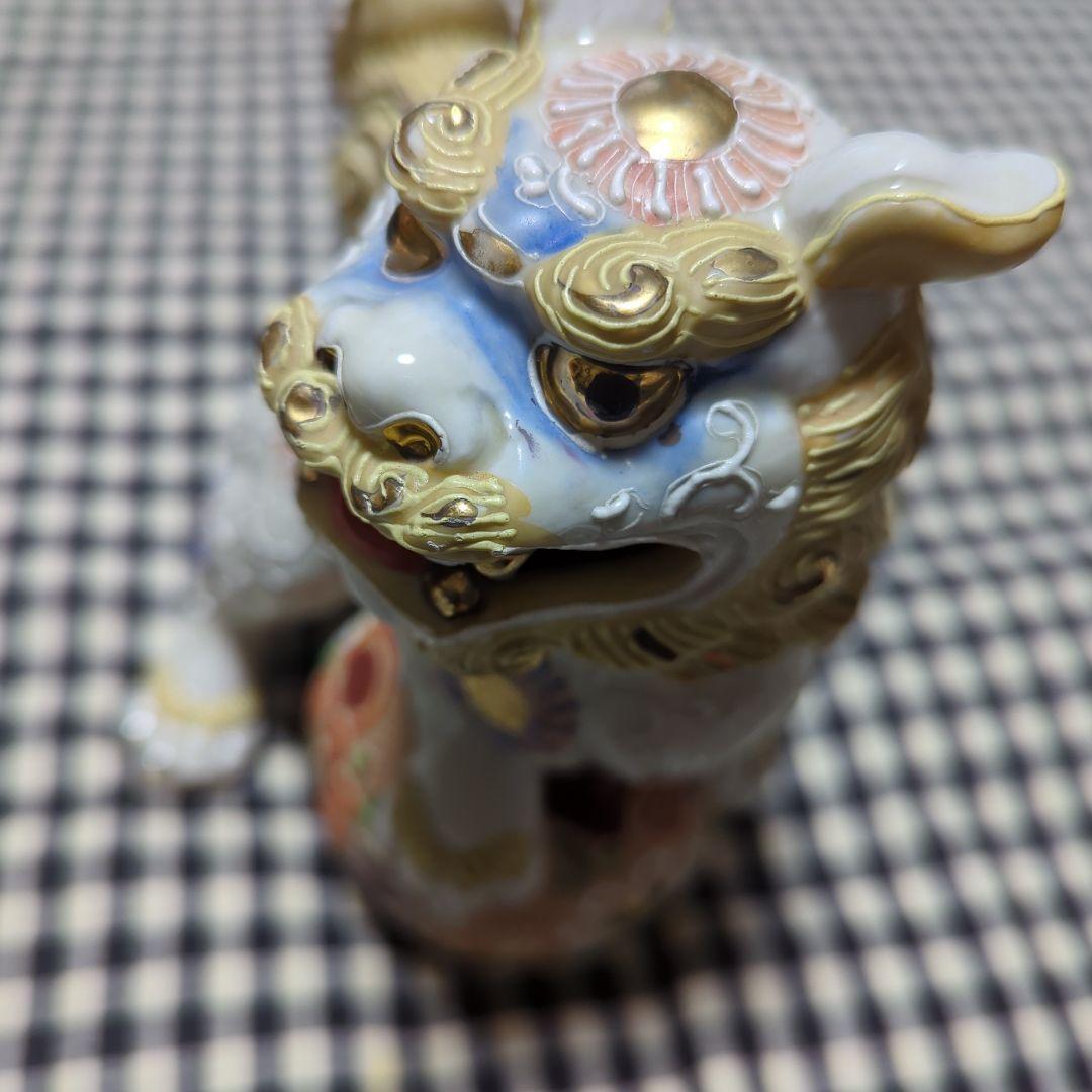 九谷焼き　狛犬　獅子　アンティーク骨董品18cm