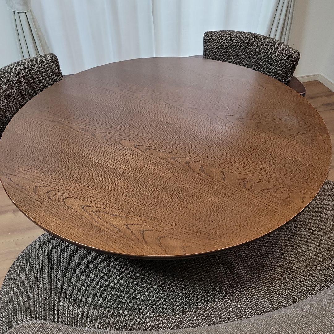 東京インテリア　円形ダイニングテーブル　椅子セット　ブラウン