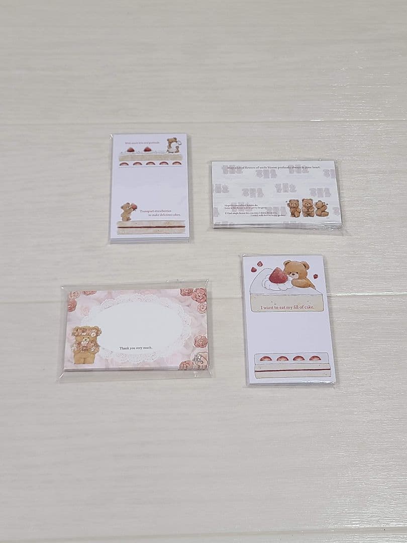 国内作家　メモ帳　セット　くま デザインペーパー　cream tea　紙もの