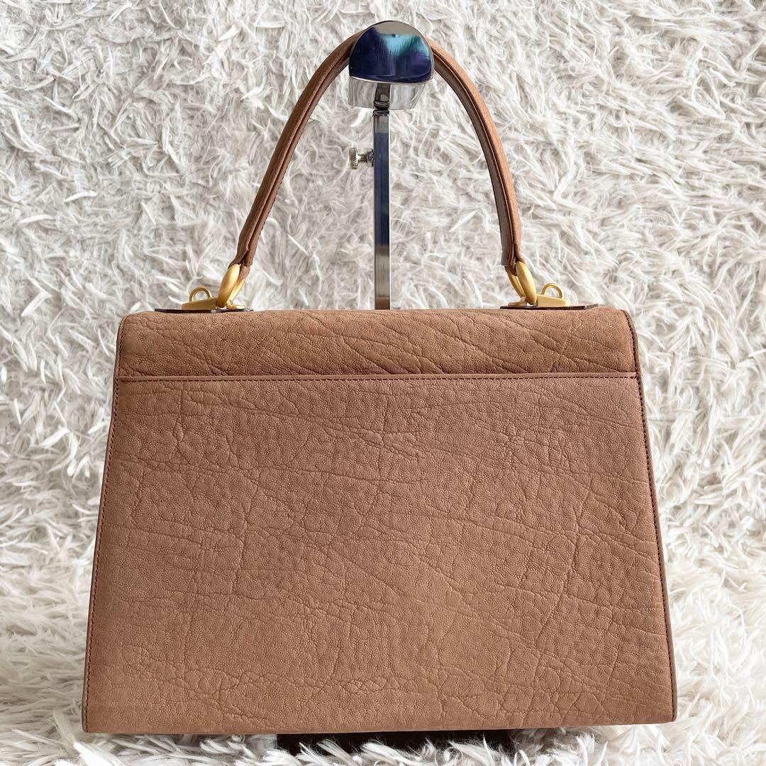 美品 エレファントレザー 2way ショルダーバッグ ゴールド金具 モカブラウン