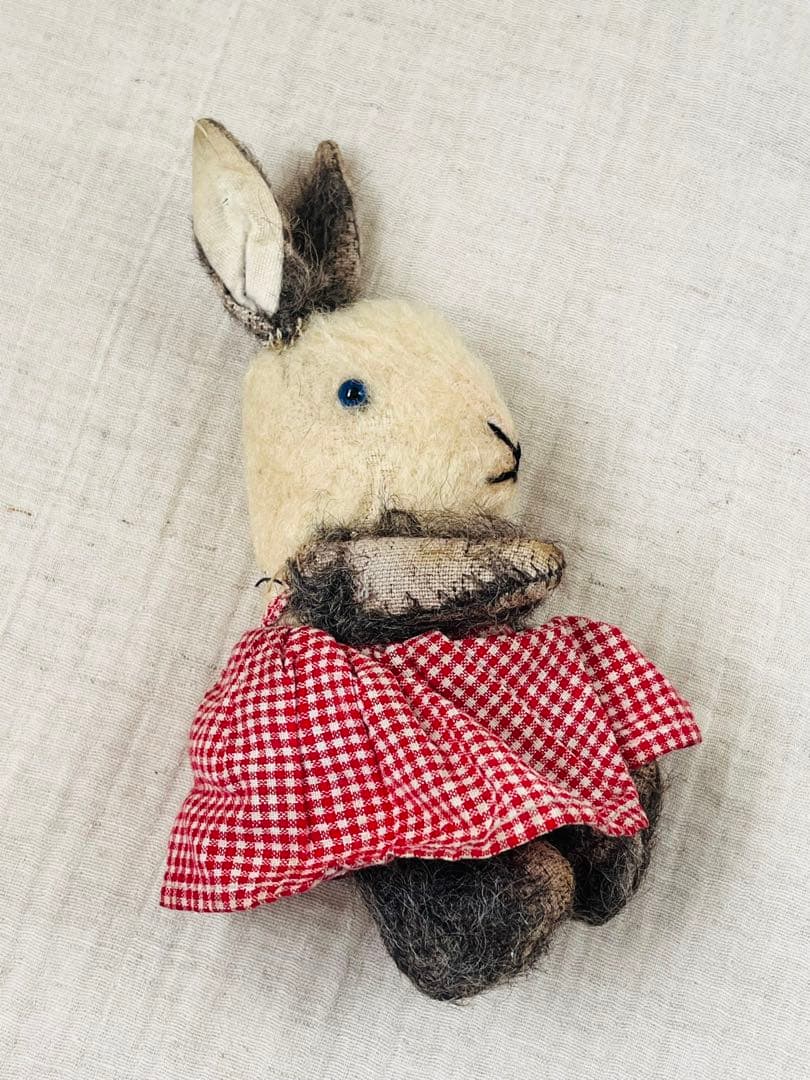 アンティークヴィンテージ英国製小さなうさぎバニーぬいぐるみテディベアビスクドール