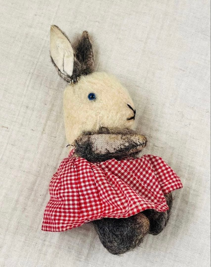 アンティークヴィンテージ英国製小さなうさぎバニーぬいぐるみテディベアビスクドール